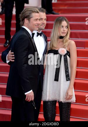 Brad Pitt, Leonardo DiCaprio e Margot Robbie arrivano per un po' di tempo a Hollywood Premiere che si tiene al Grand Theatre Lumiere al Palais des Festivals durante il 72esimo Festival del Cinema di Cannes. Foto Stock