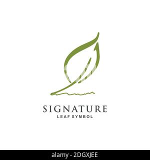 Design minimalista con logo Quill Pen Signature Illustrazione Vettoriale