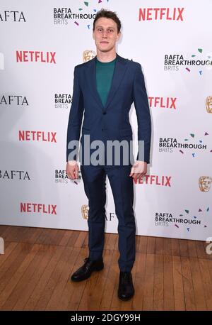 George MacKay arriva per l'annuale BAFTA Breakthrough Brit Party a Banqueting House, Londra. Il credito fotografico dovrebbe essere: Doug Peters/EMPICS Foto Stock