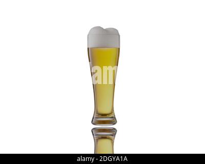 Bicchiere di birra su sfondo bianco - rendering 3d Foto Stock