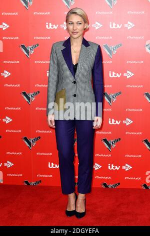 Emma Willis frequentando la voce REGNO UNITO Serie 9 lancio tenutasi presso il Soho Hotel di Londra. Foto Stock