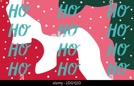 Motivo colorato astratto a tema natalizio con scrittura calligrafica. Vettore Illustrazione Vettoriale