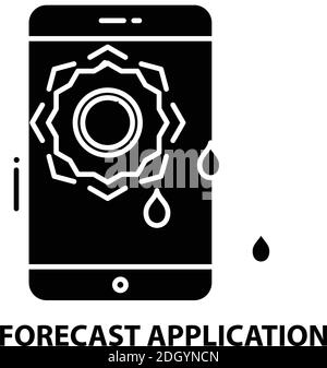 icona dell'applicazione di previsione, segno vettoriale nero con tratti modificabili, illustrazione concettuale Illustrazione Vettoriale