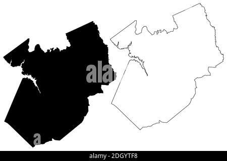 Kershaw County, stato della Carolina del Sud (contea degli Stati Uniti, Stati Uniti d'America, Stati Uniti, Stati Uniti, Stati Uniti) mappa vettoriale, schizzo scrimolo Kershaw mappa Illustrazione Vettoriale