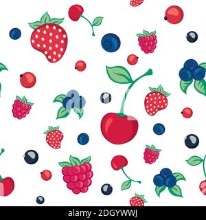 motivo senza cuciture con bacche su sfondo bianco. Illustrazione Vettoriale