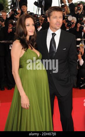 Angelina Jolie e Brad Pitt arrivano per la proiezione di 'Kung fu Panda' durante il 61esimo Festival del Cinema di Cannes, Francia. Foto Stock