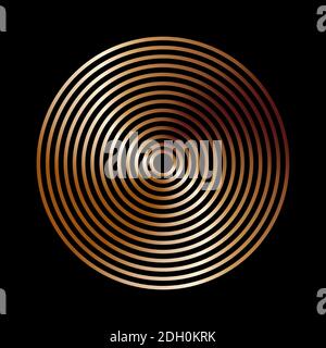 Forma geometrica astratta fatta di anelli metallici su sfondo nero. Clip art per la tua creatività. Vettore. Illustrazione Vettoriale