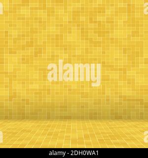 Particolare di oro giallo Mosiac Texture abstract mosaico in ceramica edificio adornato. Modello Senza Giunture Astratto. ceram. Colorato astratto Foto Stock