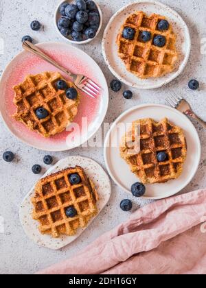 Salutari waffle OAT senza glutine. Copia spazio Foto Stock