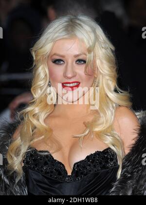 Christina Aguilera arriva alla prima britannica di Burlesque, Odeon Cinema, Londra. Foto Stock