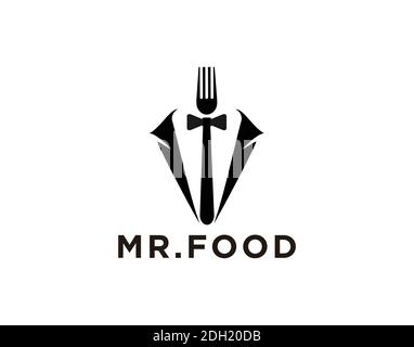 Logo del ristorante, combinazione MR Food Fork e Tie Illustrazione Vettoriale