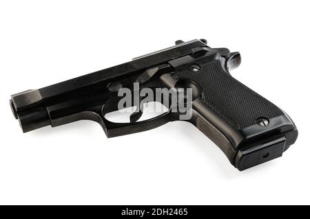 arma da fuoco su sfondo bianco Foto Stock