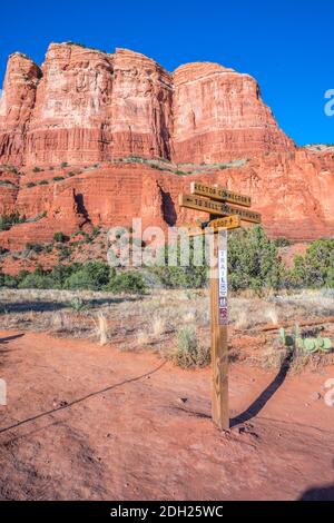 Una scheda descrittiva per i sentieri di Sedona, Arizona Foto Stock