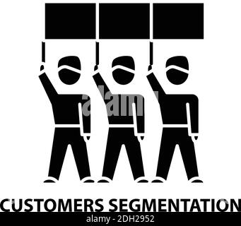 icona di segmentazione del cliente, segno vettoriale nero con tratti modificabili, illustrazione concettuale Illustrazione Vettoriale
