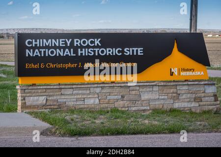 Una strada d'ingresso che va a Chimney Rock National Historic, Nebraska Foto Stock