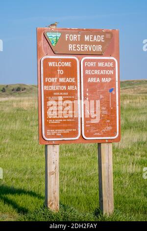 Una strada d'ingresso per Sturgis, South Dakota Foto Stock