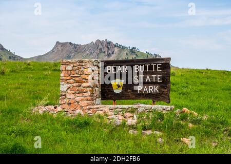 Una strada d'ingresso per Sturgis, South Dakota Foto Stock