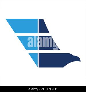 Astratto ali aquila lettera e icona logo vettore flat concetto design Illustrazione Vettoriale