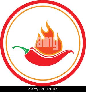 chili hot spicy icona logo flat vettore concetto di design Illustrazione Vettoriale