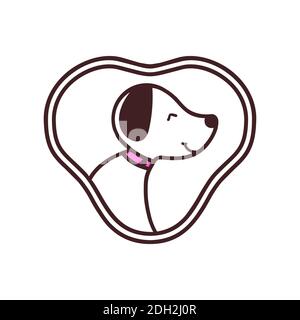 carino cane amore logo icona vettore concept design Illustrazione Vettoriale