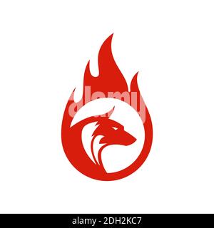 grafica vettoriale icona logo fire wolf Illustrazione Vettoriale