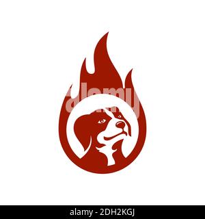 concetto di logo fire dog icona vettore concetto di design Illustrazione Vettoriale