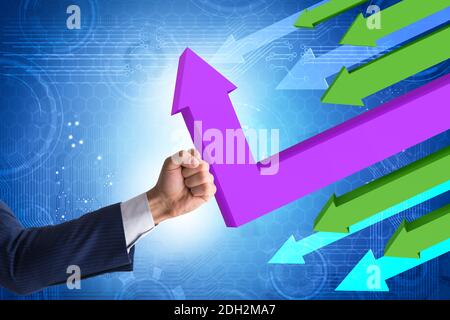 Concetto di ripresa economica con grafici a linee Foto Stock