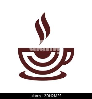 tazza da caffè calda abstract eye vision logo icona vettore concetto design Illustrazione Vettoriale
