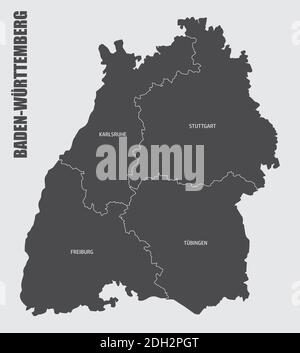 Mappa dello stato di Baden-Wurttemberg Illustrazione Vettoriale