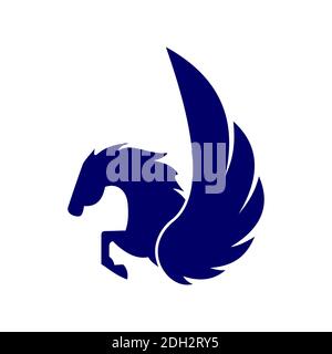 design vettoriale con icona del logo pegasus blu concept Illustrazione Vettoriale