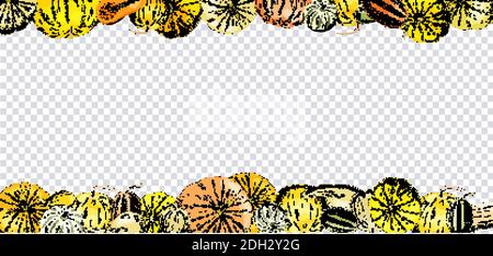 Insieme di elementi autunnali isolati su sfondo bianco. Zucche, foglie, ghiande, torta di zucca. Illustrazione Vettoriale