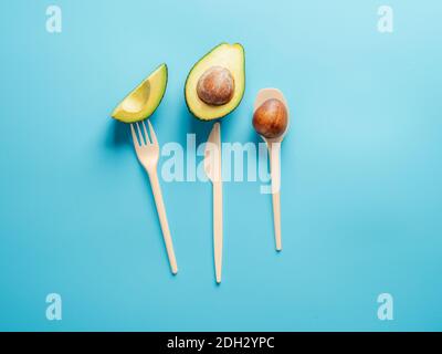 Semi di avocado biodegradabili Posate monouso Foto Stock