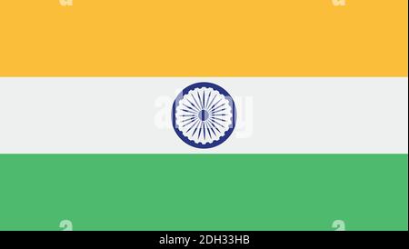 Disegno piano della bandiera nazionale dell'India. Una tribanda Tricolore orizzontale Illustrazione Vettoriale