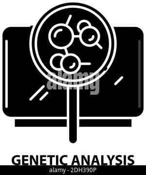 icona di analisi genetica, segno vettoriale nero con tratti modificabili, illustrazione concettuale Illustrazione Vettoriale