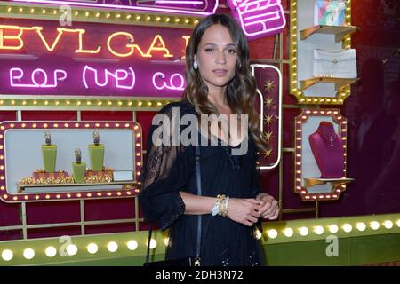 Alicia Vikander partecipa a una cerimonia di taglio del nastro di un pop-up store Bulgari presso il grande magazzino Galeries Lafayette come parte della Fashionweek autunnale invernale di Haute Couture del 2017/18 a Parigi, Francia, il 04 luglio 2017. Foto di Aurore Marechal/ABACAPRESS.COM Foto Stock