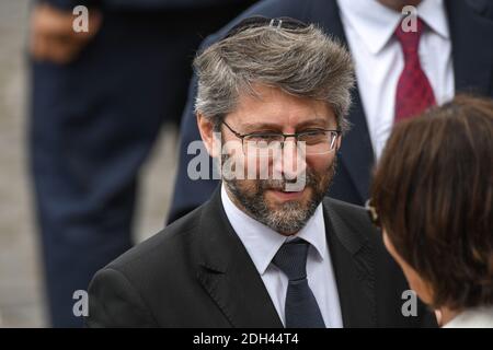 Il capo rabbino francese Haïm Korsia visto come frequenta la sfilata militare del giorno della Bastiglia, Place de la Concorde, a Parigi il 14 luglio 2017. Foto di Ammar Abd Rabbo/ABACAPRESS.COM Foto Stock