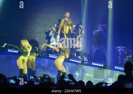 Il cantante francese M. Pokora (noto anche come Matt Pokora, Matthieu Tota) si esibisce dal vivo sul palco del 'le Tigre' con il suo 'My Way Tour' durante il 'lol Song Festival', il 30 giugno 2017 a Margny-les-Compiegne, Francia. Foto di Edouard Bernaux/Abacapress.com Foto Stock