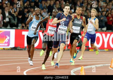 Pierre-Ambroise Bosse in Francia vince la finale maschile di 800 metri al Campionato Mondiale di Atletica IAAF 2017 allo Stadio Olimpico di Londra, Regno Unito, l'8 agosto 2017. Bosse ha vinto in un tempo di 1 minuto e 44.67 secondi. Foto di Henri Szwarc/ABACAPRESS.COM Foto Stock