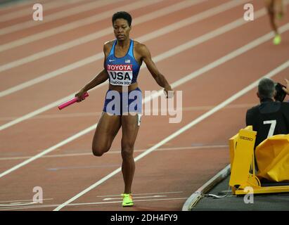 La squadra femminile statunitense´s 4x400 m di relay vince l'oro durante il giorno 10 dei Campionati mondiali IAAF 2017 allo stadio di Londra, Gran Bretagna, domenica 13 agosto 2017. Foto di Giuliano Bevilacqua/ABACAPRESS.COM Foto Stock