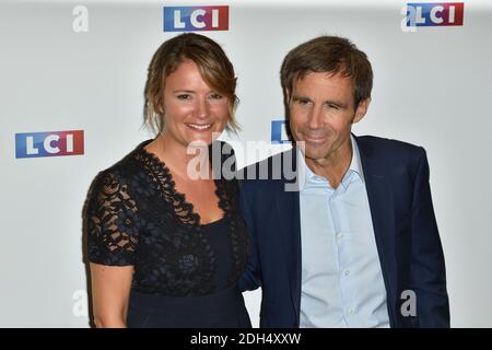 Pascale de la Tour du pin, David Pujadas assistent a la conference de presse de rentrée de LCI a Paris, France, le 30 aout 2017. Foto di Alban Wyters/ABACAPRESS.COM Foto Stock