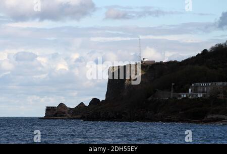 Berry Head, vicino a Brixham, Devon, Inghilterra: La testa nella luce del sole tardo pomeriggio. Foto Stock