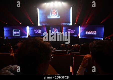 Atmopshere durante la conferenza stampa del gruppo M6 a Neuilly-sur-Seine, Francia, il 5 settembre 2017. Foto di Eliot Blondt/ABACAPRESS.COM Foto Stock