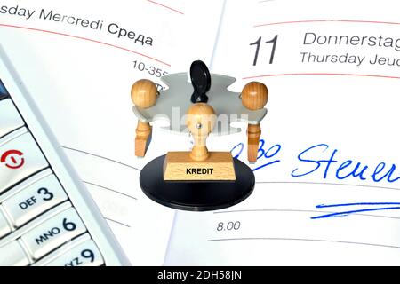 Stempel mit der Aufschrif: kredit, Hypothek, Darlehen, Foto Stock