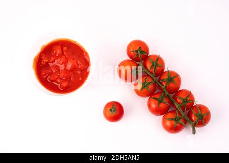 Il passaggio dalla frutta alla salsa di pomodoro Foto Stock