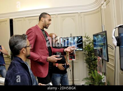 Rudy Gobert basketteur francais en NBA. Lors de la soiree lancement du Jeu Video NBA 2K18 a Parigi, Francia il 7 settembre 2017. Foto di Alain Apaydin/ABACAPRESS.COM Foto Stock