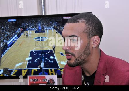 Rudy Gobert basketteur francais en NBA lors de la soiree lancement du Jeu Video NBA 2K18 a Parigi, Francia il 7 settembre 2017. Foto di Alain Apaydin/ABACAPRESS.COM Foto Stock