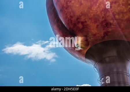 Peachoid Peach Water Tower a Gaffney nella Carolina del Sud SC lungo la Interstate 85. Foto Stock