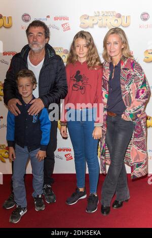 Olivier Marchal e l'ex moglie Catherine e i loro figli che frequentano la prima del film "le petit Spirou" di Parigi al Cinema Grand Rex di Parigi, Francia, il 10 settembre 2017. Foto di Nasser Berzane/ABACAPRESS.COM Foto Stock