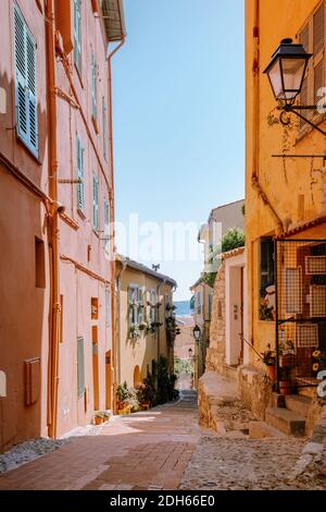 Menton Francia, Costa Azzurra Francia, Vista sulla parte vecchia di Menton, Provenza-Alpi-Costa Azzurra, Francia Foto Stock