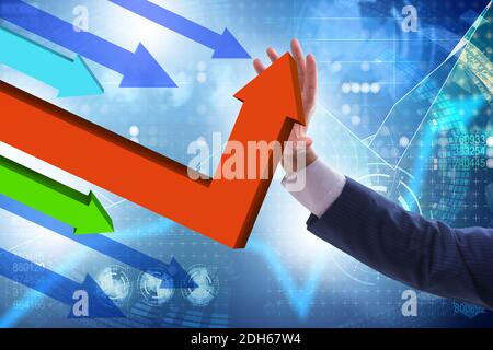 Concetto di ripresa economica con grafici a linee Foto Stock